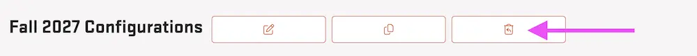 Pointing to the trashcan icon to replace the term settings